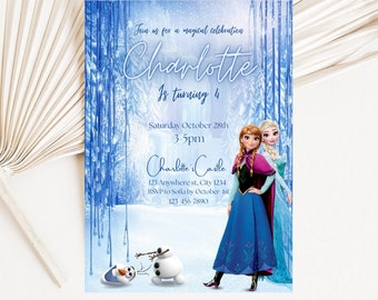 Frozen Digital Princess Elsa and Anna Birthday Invitation Download for Print or Text  Disney Princess Frozen party Printable Invite template