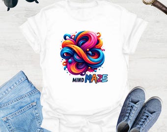 Mind Maze Yoga T-Shirt, Hoodie, Sweatshirt, Vibrant Abstract Art, Colourful Meditation, Boho Spiritual Graphic, Zen Mindfulness Tee, Unisex
