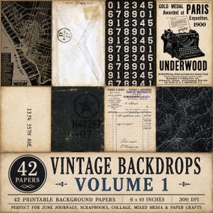 Vintage Backdrops VOLUME 1 - 42 Printable Background Papers For Scrapbooking and Junk Journaling 6x10"