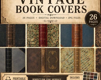 Vintage Book Junk Journal Covers | Antique Books Printable Ephemera