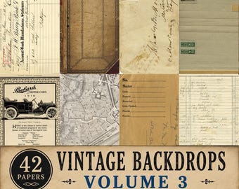 Vintage Backdrops VOLUME 3 - 42 Printable Background Papers For Scrapbooking and Junk Journaling 6x10"