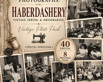 Vintage Haberdashery Photographs – Sewing, Dressmaking & Seamstress Printable Ephemera