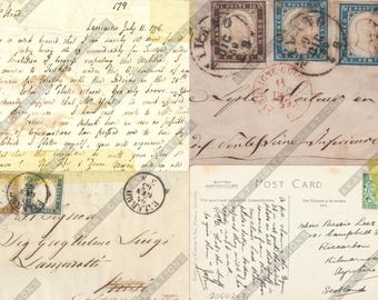 Vintage Letter & Postcard Ephemera: Junk Journal Pages (A4 Printable JPG)