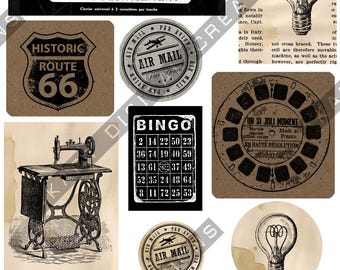 Vintage Industrial Ephemera, Junk Journal Scrapbook Pages (Digital Download)