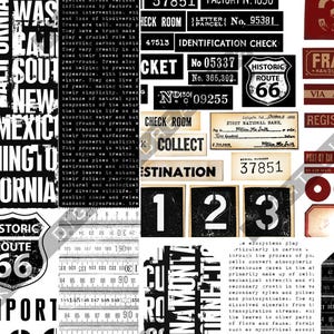 Carnet de notes urbain grunge, éphémères estampés, pages de scrapbooking imprimables (téléchargement numérique A4 JPG 300 dpi)