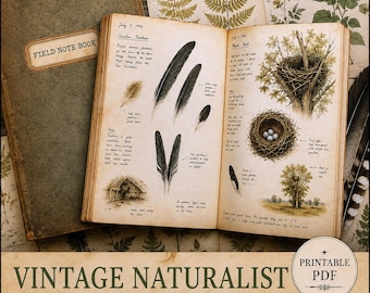Vintage Naturalist Field Notebook Printable - Botanical Nature Journal | Digital Download
