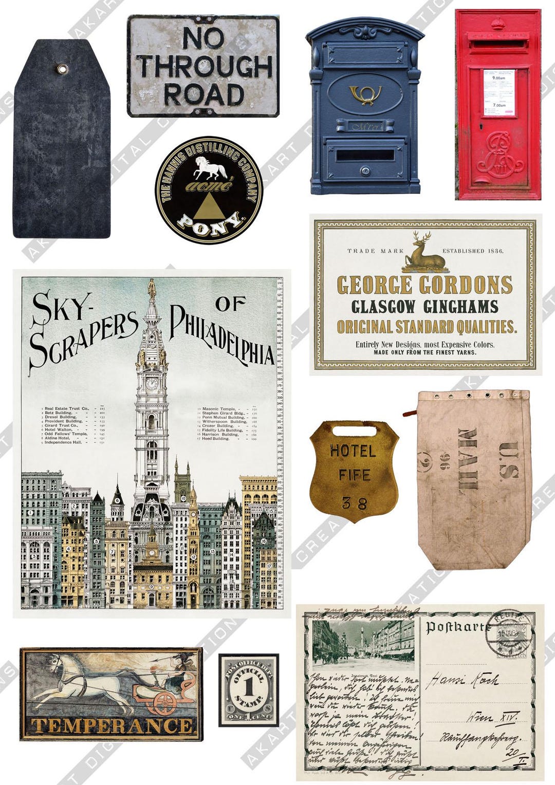 Vintage Ephemera: Old Signs, Printable Cutouts for Junk Journals (A4 ...