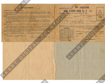 War Ration Book No.3 Historical Booklet Digital printable kit