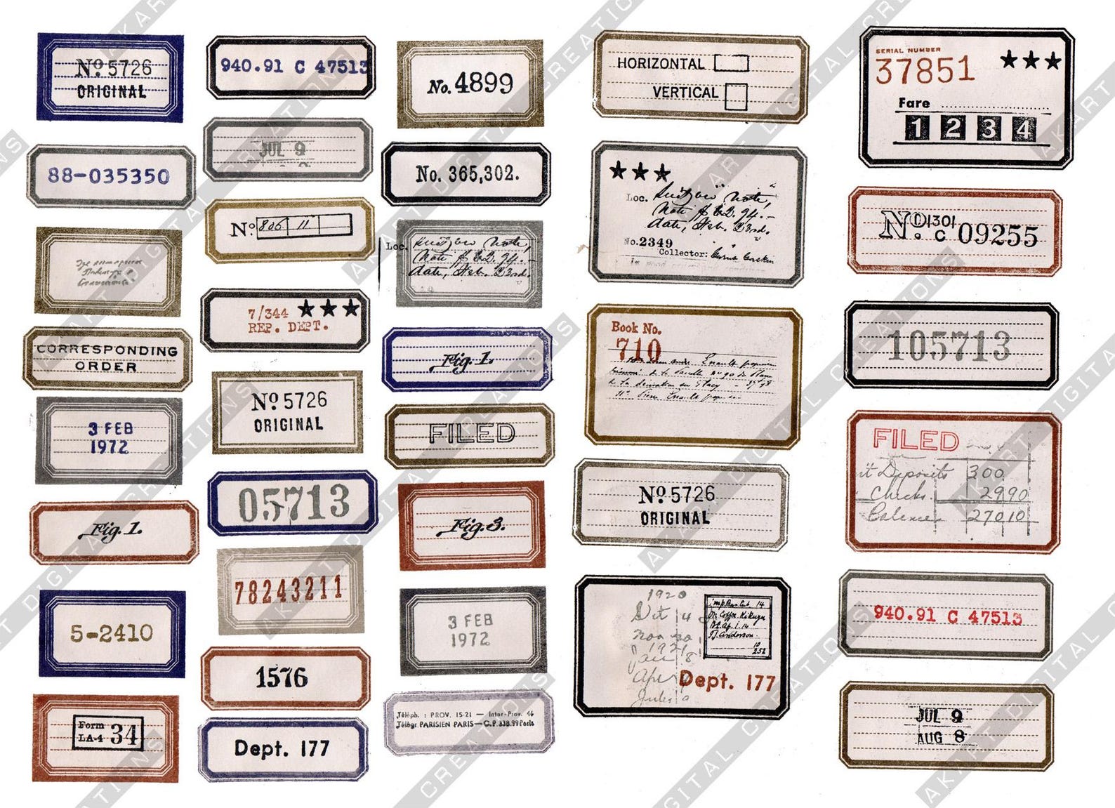Retro Grungy Labels for Junk Journaling, Scrapbooking 2 Printable Pages ...