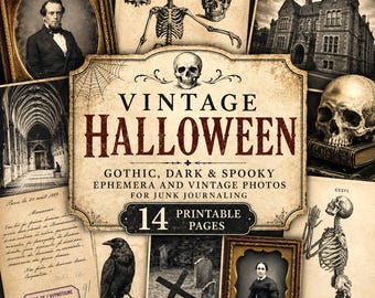 Vintage Halloween Ephemera | Gothic, Dark, Spooky Images and Photographs (14 Printable Pages)