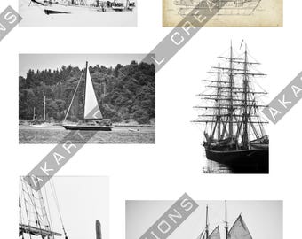 Vintage Sailing Boats Photographs - Ephemera for Junk Journaling (Digital Printable Pages)