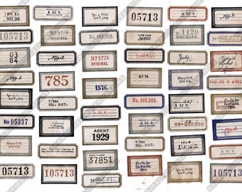 Retro Grungy Labels for Junk Journaling, Scrapbooking 2 Printable Pages A4 300dpi JPG
