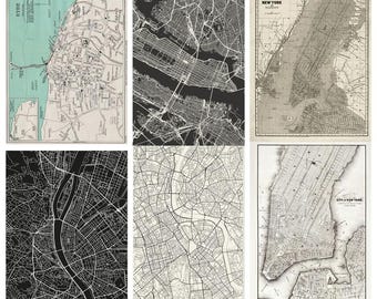 Vintage Maps Ephemera for Junk Journaling and Scrapbooking, 6 Printable Pages A4 300dpi JPG