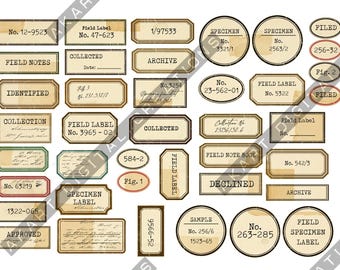 Vintage Naturalist Field Notes Labels - Scrapbooking and Junk Journaling Ephemera
