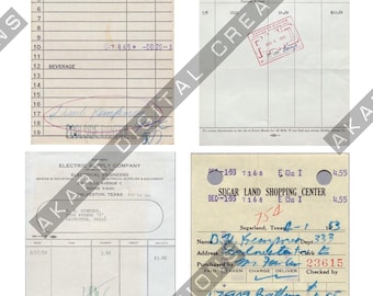 Vintage 50s Receipts and Invoices Ephemera for Junk Journaling (Digital Printable Pages)