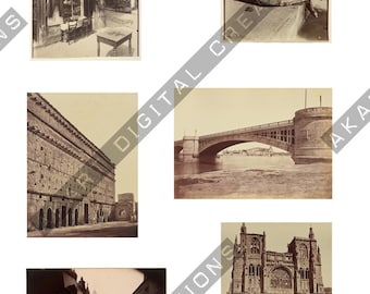 Vintage 1900s France Paris Architecture Photography – Junk Journaling Ephemera (Digital Printable)