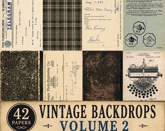 Vintage Backdrops VOLUME 2 - 42 Printable Background Papers For Scrapbooking and Junk Journaling 6x10"