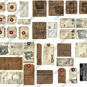 Vintage Industrial Ephemera: Tickets, Tags, Frames (5 Printable Pages)