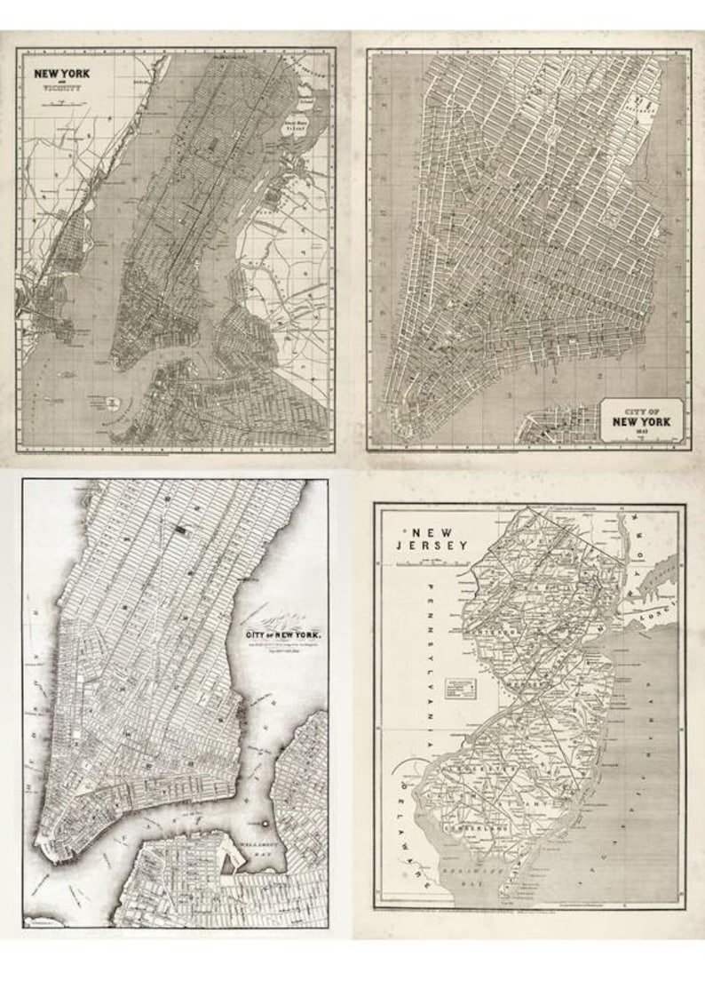 Vintage Maps Ephemera for Junk Journaling and Scrapbooking, 6 Printable ...