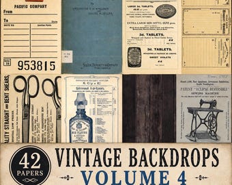 Vintage Backdrops VOLUME 4 - 42 Printable Background Papers For Scrapbooking and Junk Journaling 6x10"