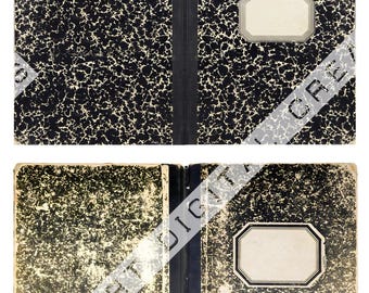 Vintage Composition Book Covers Grungy Junk Journal Ephemera (Digital Download)