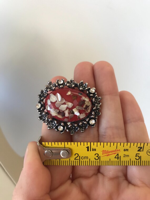 Adjustable Statement Ring With Lucite Plastic Cen… - image 6