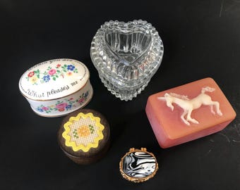 Vintage Small Trinket Boxes Tiny Storage Jewelry Holder Choose One
