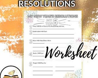 Christian New Years Resolutions Top 5 Worksheet, Religious