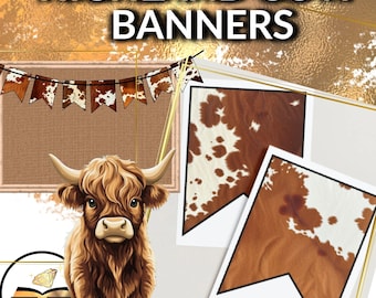 Highland Cow Banners Classroom Decor