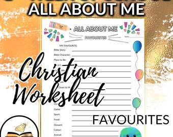 1st Week of School All About Me Favourites, Christian Worksheet, Religious