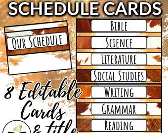 Highland Cow Editable Schedule Cards Classroom Decor
