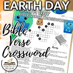 Earth Day Bible Verse Crossword Activity Worksheet Christian Religious Steward