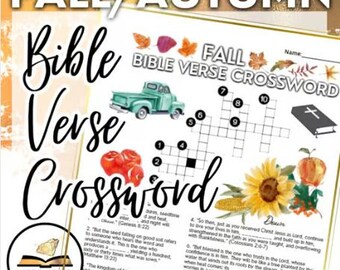 Fall Bible Verse Crossword!-Autumn, Harvest, Religious, Christian, First Day of Fall