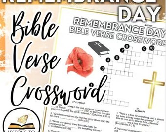 Remembrance Day Bible Verse Crossword, Religious, Christian, Activity, Bell Ringer
