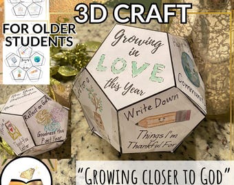 New Years 3D Craft Christian Growing Closer to God, Dodecahedron, Older Students