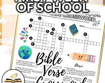 First Week of School Bible Verse Crossword Activity Christian Religious
