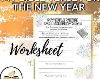 My Bible Verse for the New Year Worksheet-Christian, Lesson, Religious