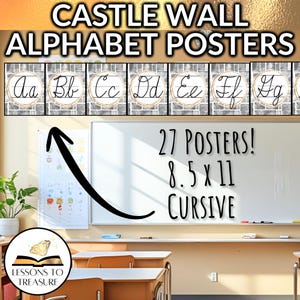Cursive Alphabet Posters Castle Stone Armor of God Collection