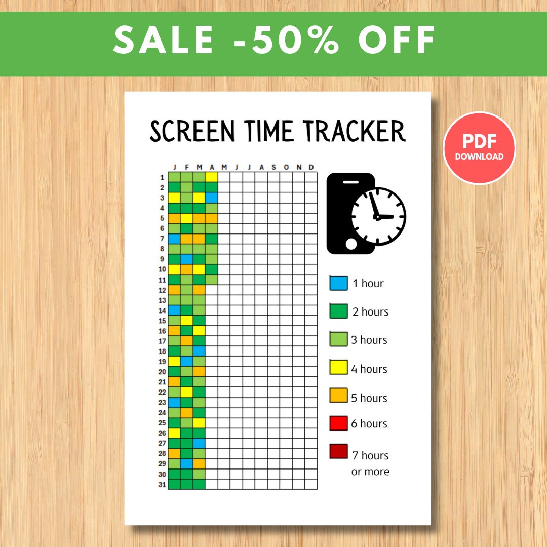 Screen Time Tracker Printable Tracker Yearly Tracker Journalism Tracker ...