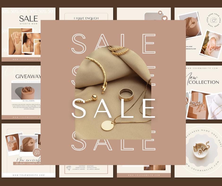 Jewelry Social Media Post Templates | Editable Canva Templates ...