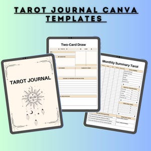Plantillas de Canva para diario de tarot / Planificador espiritual / Registro de tarot diario editable / Diario de reflexión mística / Rastreador de cartas del oráculo / MRR-PLR