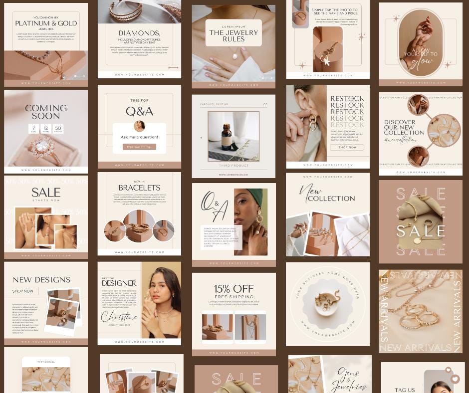 Jewelry Social Media Post Templates | Editable Canva Templates ...