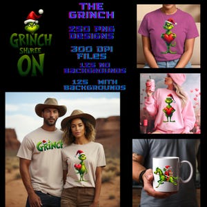 The Grinch printables Wall art Grinchy designs Christmas and the Grinch Who stole Christmas  Grinch designs no background Grinch big files