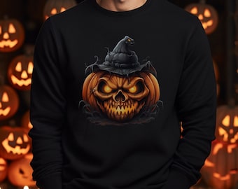 Creepy pumpkin t-shirt | gift for him | spooky season | fall sweatshirt | halloween gift | halloween shirt | halloween sweatshirt