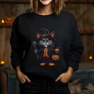 Camiseta Halloween Cat / Camisa única de Halloween / Sudadera de otoño / regalo de Halloween / brujas de Halloween / amante de los gatos / Camiseta divertida / amor de gato