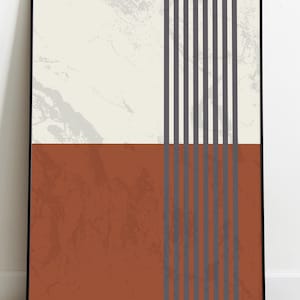 Digital Artwork, Simple Abstract Art, Burnt Orange Wall Art, mid century modern, Instant Download, Printable