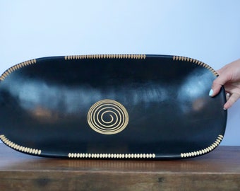 Noir Elegance: African Artisan-Made Handcarved Wooden Bowl