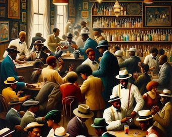 Harlem Renaissance Jazz Lounge Canvas Print: African American Art Decor