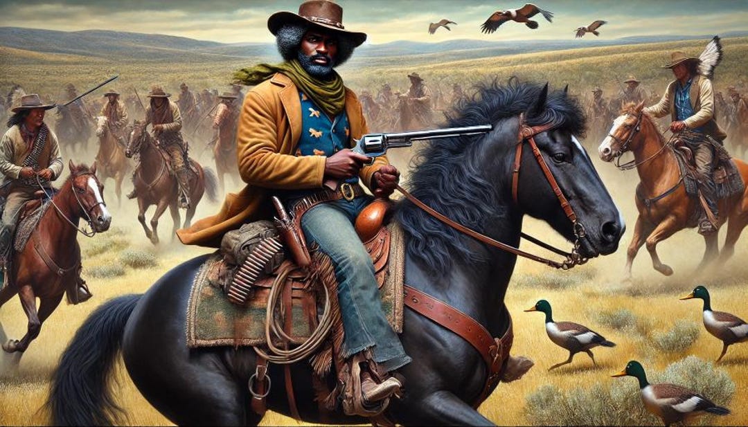 Black Cowboy Canvas Print African American Western Decor (36x24) Etsy