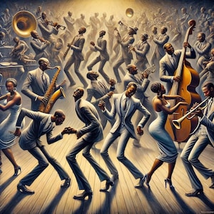 24x36 Canvastavla utan ram Dancing Through Time A Juke Joint Celebration in Black Art